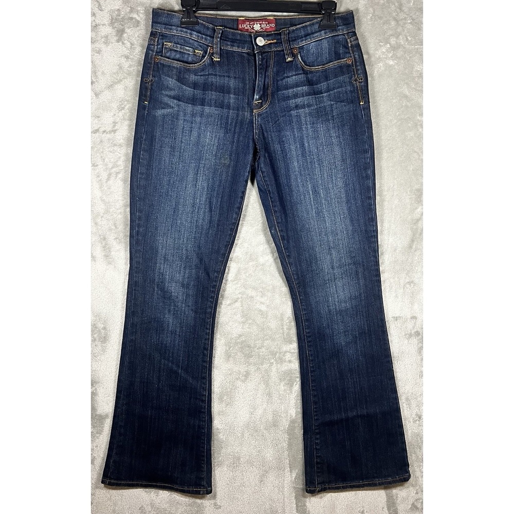 Lucky Brand jeans women's SZ 6 / 28 Ankle Sofia Bootcut 30x29 Dark Wash Whiskers